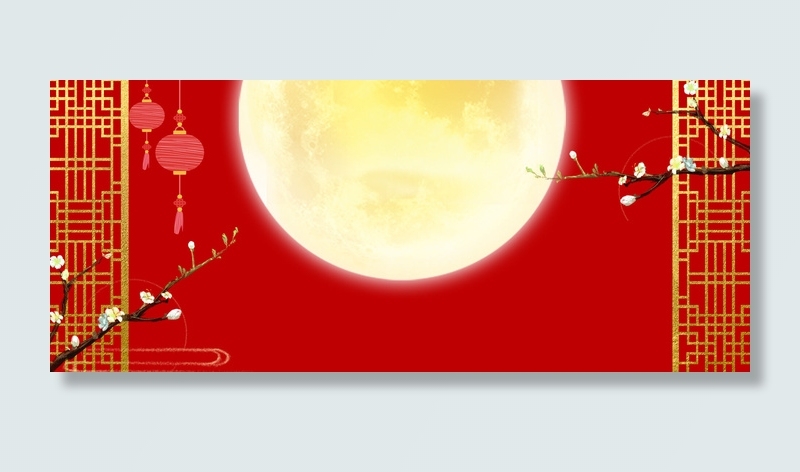 简约大气中秋节月饼促销红色背景海报