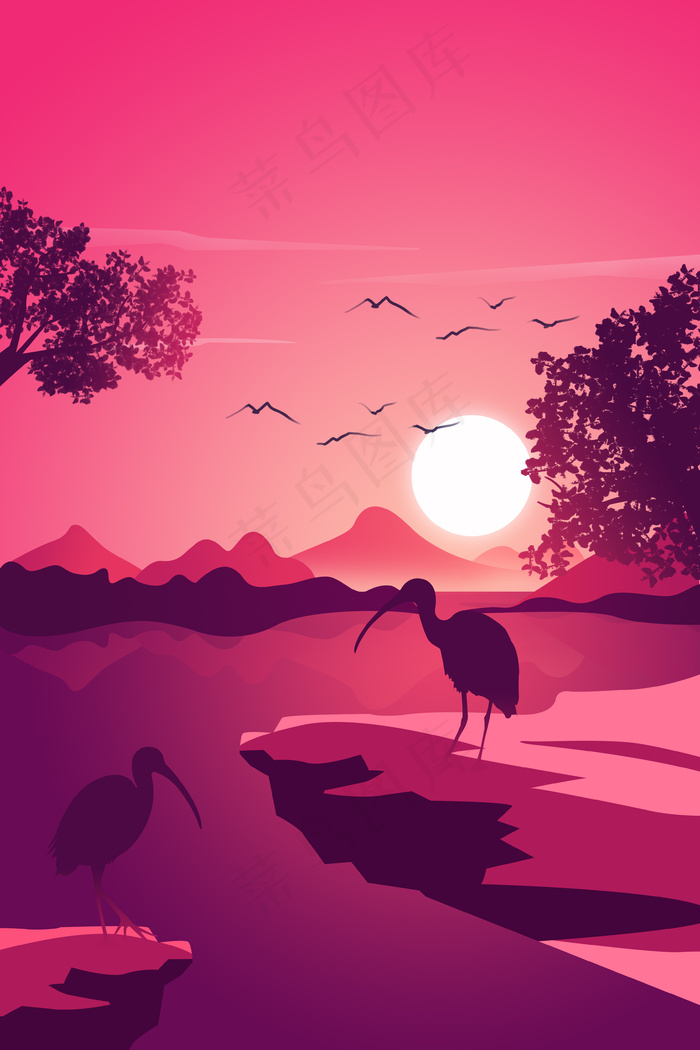 红色扁平渐变保护野生动物