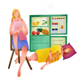 夏季室内乘凉闺蜜