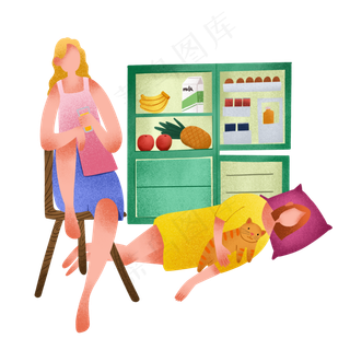 夏季室内乘凉闺蜜