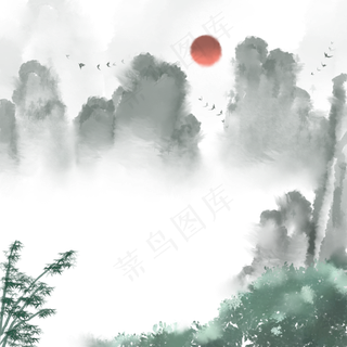 中国风水彩山水景