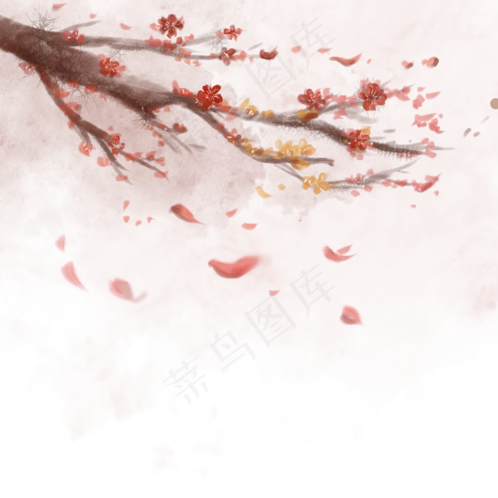 古风梅花花瓣(2000X2000(DPI:299))psd模版下载