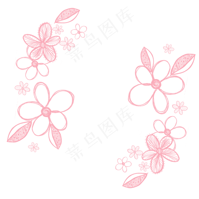 手绘小清新粉色花朵(2000X2000(DPI:300))psd模版下载