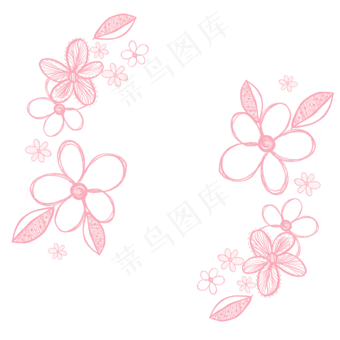 手绘小清新粉色花朵(2000X2000(DPI:300))psd模版下载