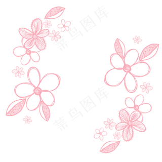手绘小清新粉色花朵