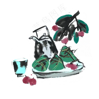 端午节粽子水墨风手绘