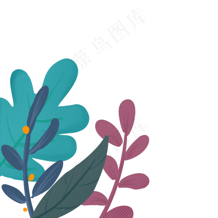 绿紫色树叶,免抠元素