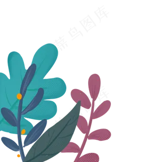 绿紫色树叶,免抠元素