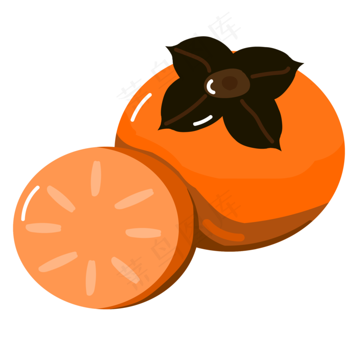 手绘秋季水果柿子插画