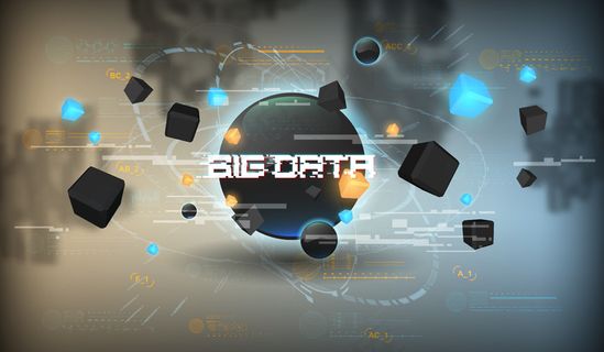 大数据抽象可视化。未来美学设计。具有hud元素的大数据背景。