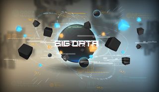 大数据抽象可视化。未来美学设计。具有hud元素的大数据背景。