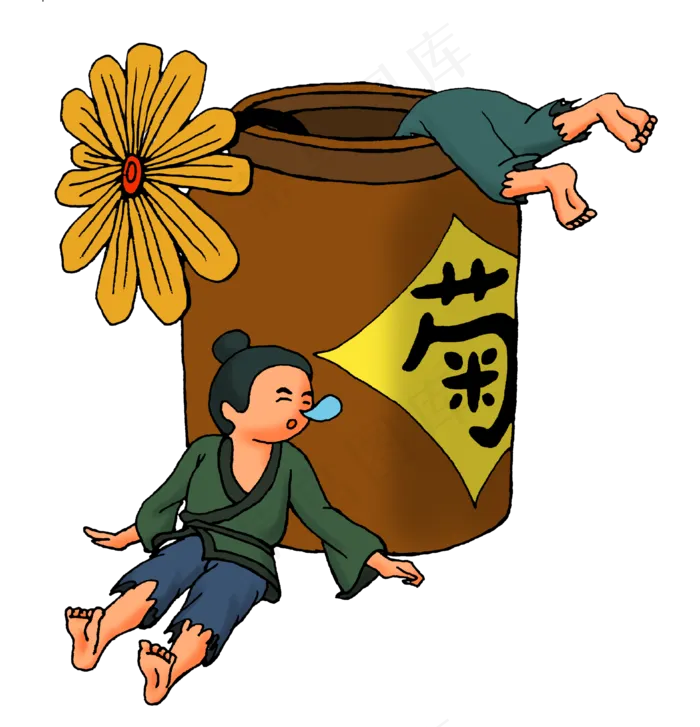 重阳节之喝醉菊花酒(3849X4000(DPI:600))psd模版下载