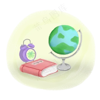 教师节元素手绘书本闹钟地球仪插
