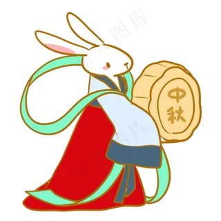 抱着月饼的玉兔