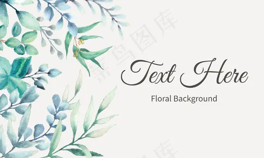 优雅的背景设计与水彩叶