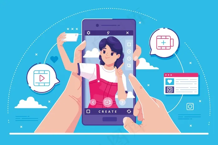 社交媒体概念说明背景eps,ai矢量模版下载