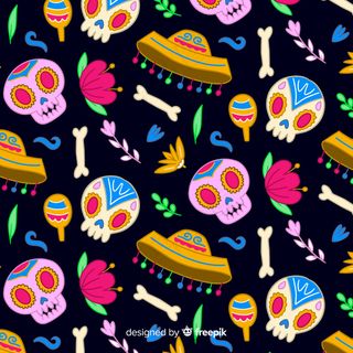 手绘dia de muertos图案