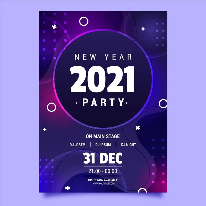 2021年新年派对宣传单,DM传单模板摘要eps,ai矢量模版下载