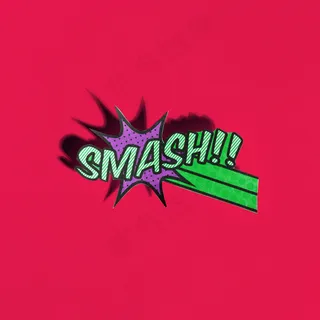 红色背景上的Comic boom粉碎图标