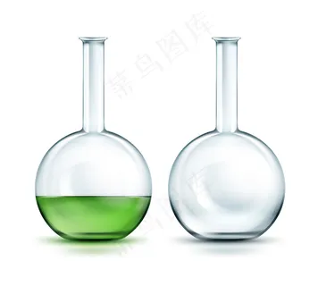 在上隔离的矢量透明空和满绿色液体烧瓶