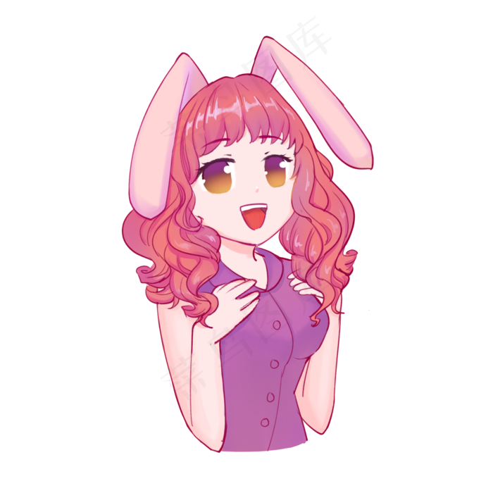 卡通拟人少女兔子(2000X2000(DPI:300))psd模版下载