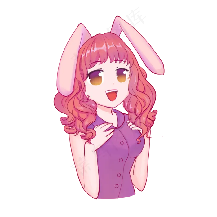 卡通拟人少女兔子(2000X2000(DPI:300))psd模版下载
