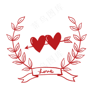 浪漫爱心花环PNG免抠素材