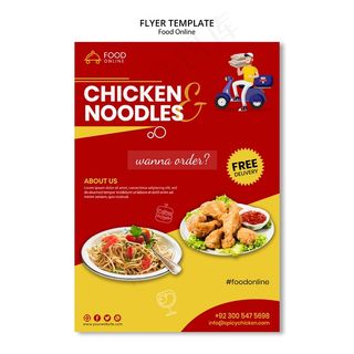 美食在线概念宣传单,DM传单实物模型样机