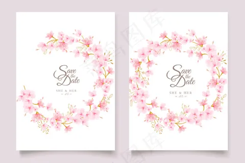 水彩樱花花卉卡组