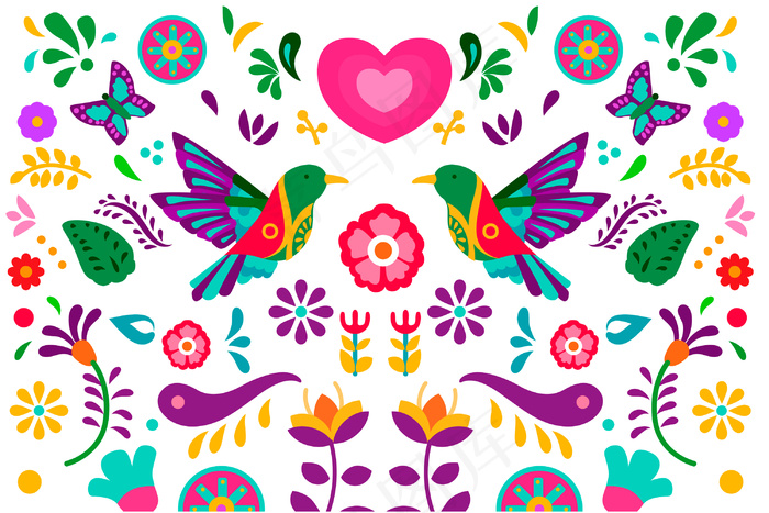 平面设计彩色墨西哥背景