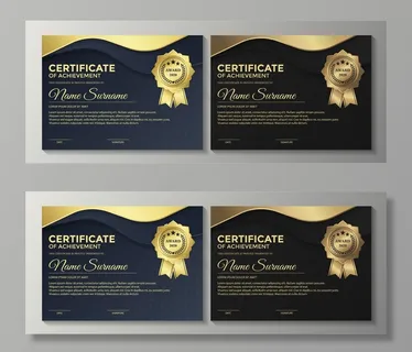 优质金黑证书模板设计。