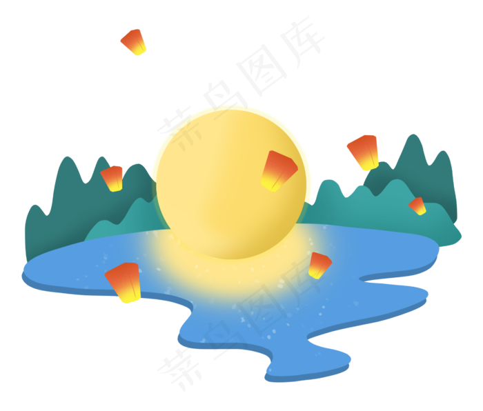 中秋节月亮中秋佳节孔明灯(2773X2362(DPI:300))psd模版下载