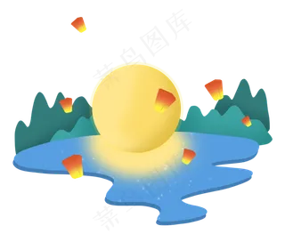 中秋节月亮中秋佳节孔明灯