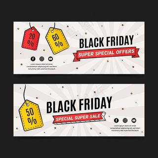 价签黑色星期五手绘横幅banner