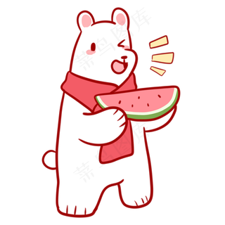 吃西瓜的白熊