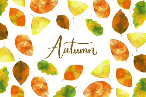 水彩画秋叶背景