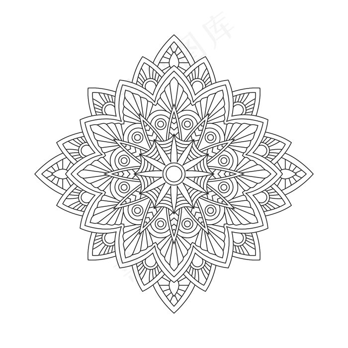 抽象曼荼罗蔓藤色书页插图。t恤。花卉壁纸背景