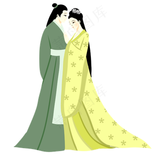 手绘矢量卡通小清新七夕节情人节