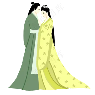 手绘矢量卡通小清新七夕节情人节