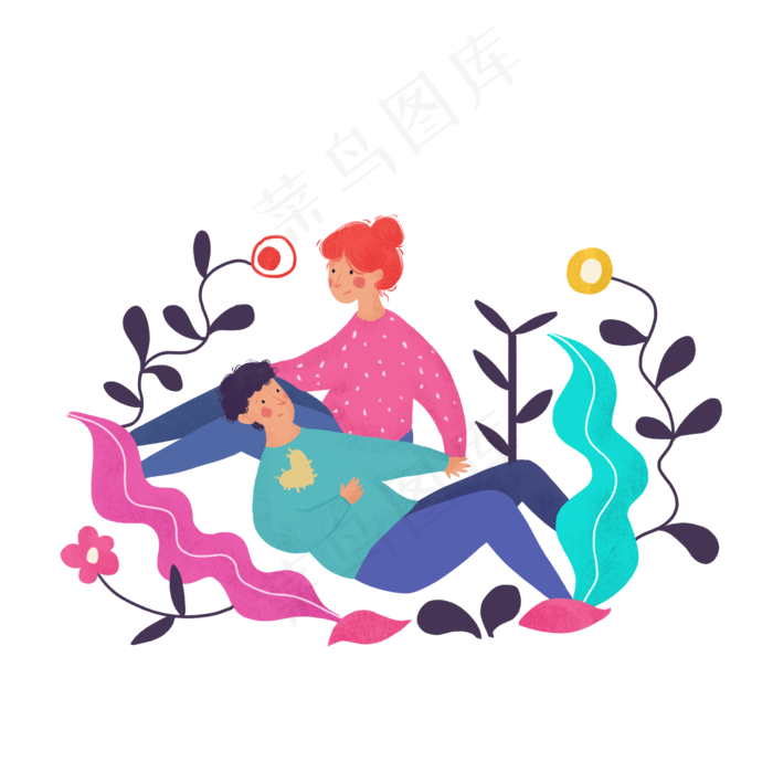 情人节七夕扁平卡通手绘