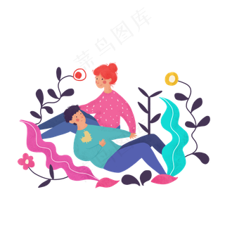 情人节七夕扁平卡通手绘