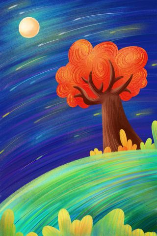 中秋节月圆满月圆月树草坪