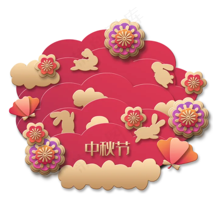 中秋团圆玉兔富贵佳节立体(2500X2500(DPI:300))psd模版下载