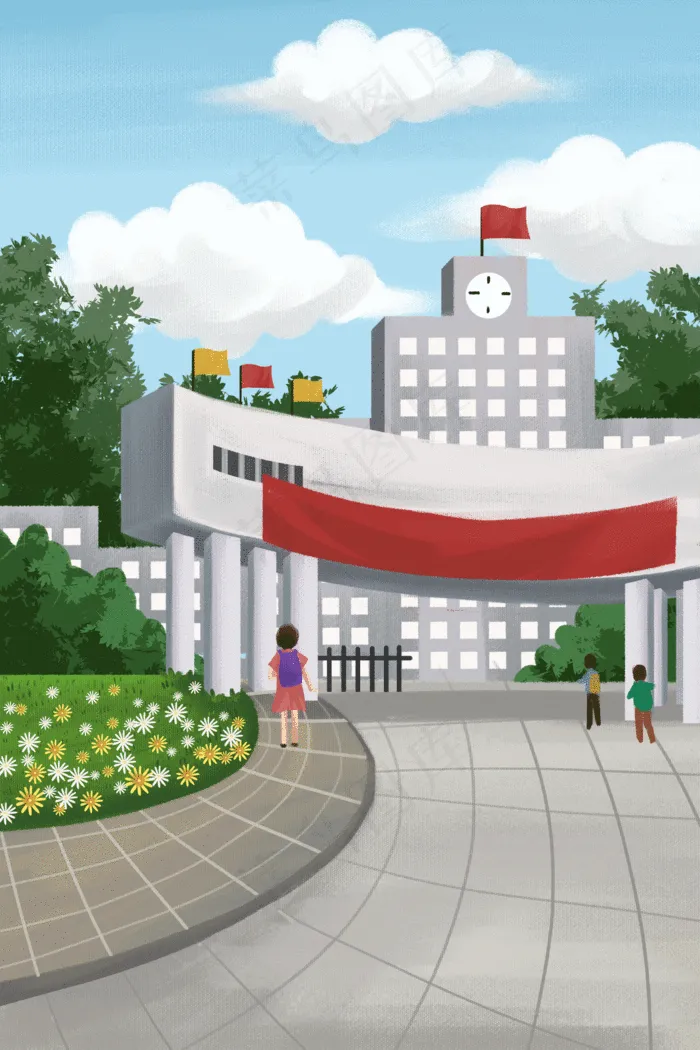 开学季开学了学校校园上学(1920*2880px 300dpi )ai矢量模版下载