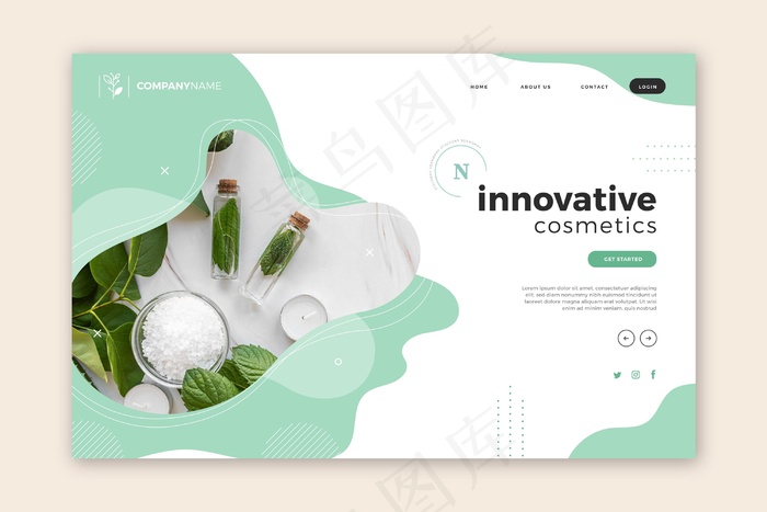 自然化妆品-登录页eps,ai矢量模版下载