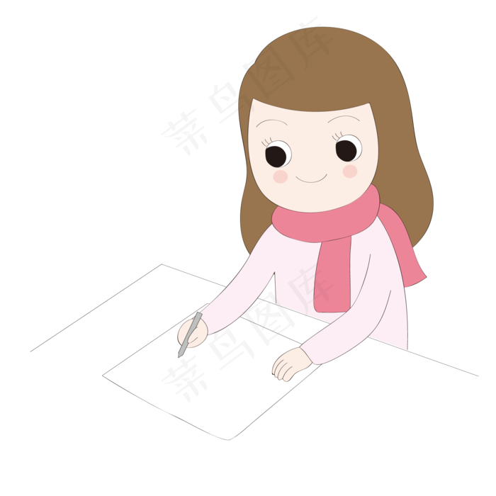 卡通手绘批改作业的老师