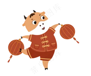 2021年牛年春节灯笼牛