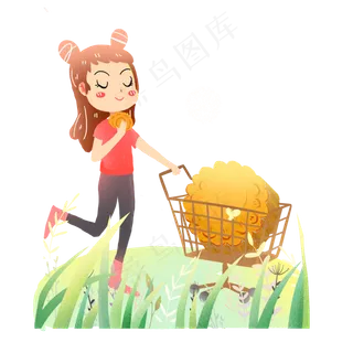 中秋节女孩买月饼素材