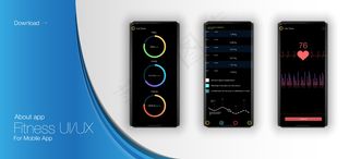 适用于手机app移动应用程序app的健身接口。网页设计和移动模板。不同的