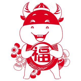 红色剪纸福牛